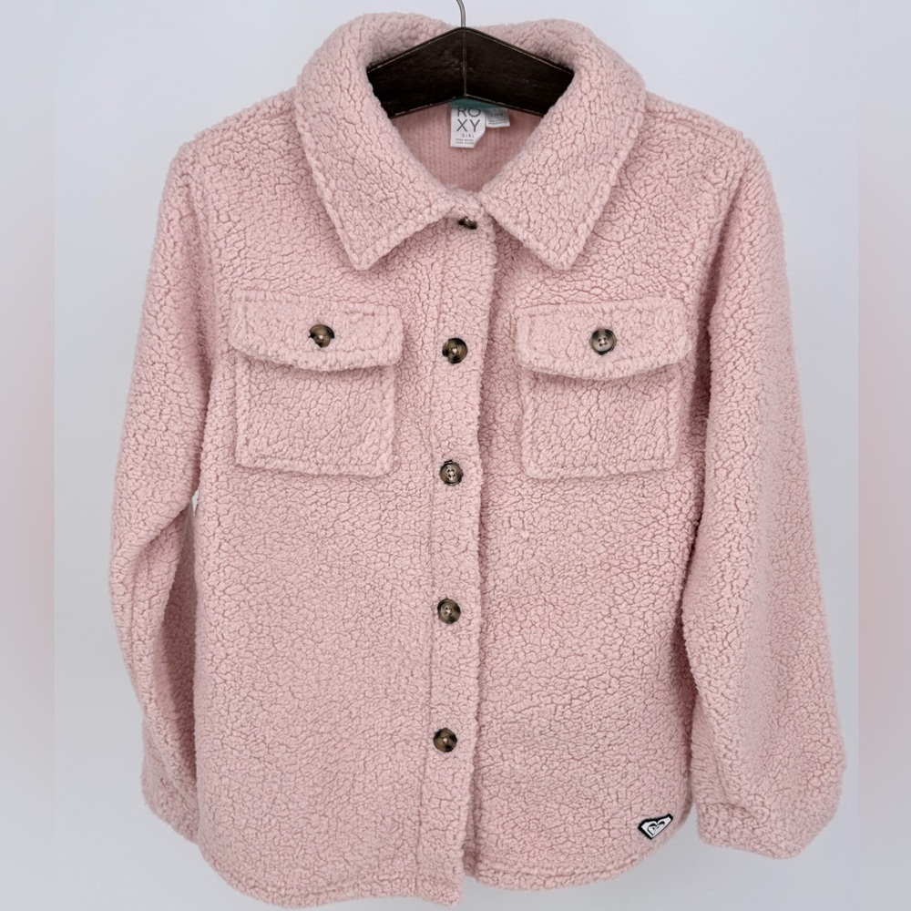 Roxy Girl Pink Sherpa Shacket Jacket Girls L 14/16 NWT